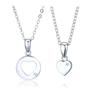 Souprava šperků Moonlit Stříbrná sada náhrdelníků matka & dcera se srdíčky