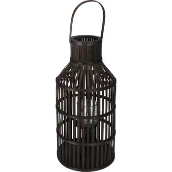 Svícen Lucerna na svíčku 22 x 58 cm dřevěná hnědá