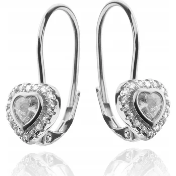 Náušnice STŘÍBRNÉ NÁUŠNICE VISACÍ SRDÍČKA SE ZIRKONY