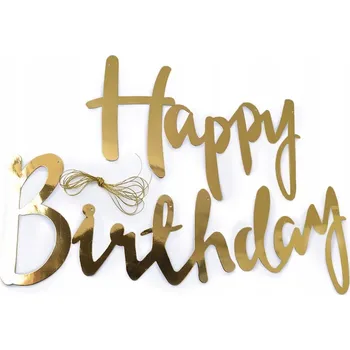 GIRLANDA Happy Birthday Zlatá NAROZENINOVÁ girlanda BANNER