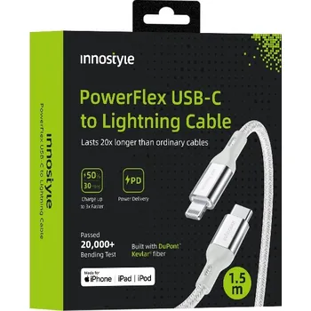 Datový kabel Kabel innostyle USB typ C - Apple Lightning 1,5 m stříbrný