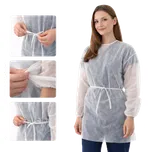 Plášť návštěvnický z netkané textilie, zavazování na krku a v pase, 10 ks, bílý Velikost: L