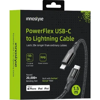 Datový kabel Kabel innostyle USB typ C - Apple Lightning 1,5 m černý