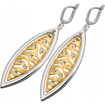 Náušnice DLOUHÉ ZLATÉ DÁMSKÉ VISACÍ NÁUŠNICE SE ZAPÍNÁNÍM NA PATENTEK