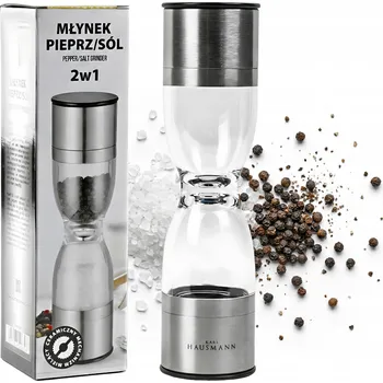 Kuchyňský mlýnek RUČNÍ MLÝNEK 2V1 KARL HAUSMANN SKLENĚNÝ MLÝNEK NA SŮL A PEPŘ ŠEDÝ