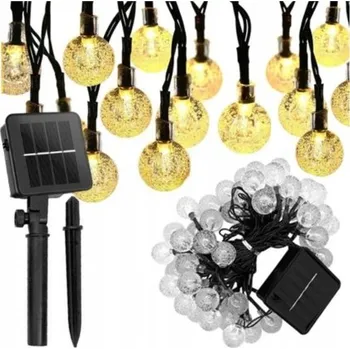 Venkovní osvětlení Solární zahradní girlanda 7m 40 ozdobných kuliček světýlka žárovky