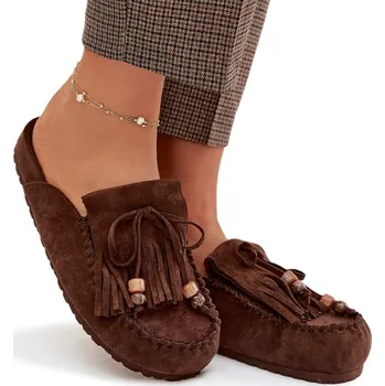 Dámské pantofle NAZOUVÁKY DÁMSKÉ MULE EKO SEMIŠ PLATFORMA TŘÁSNĚ ČOKOLÁDOVÉ KORÁLKY 39