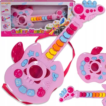 Hudební nástroj pro děti Interaktivní hudební kytara pro děti hraje, svítí, melodie, 11 kláves