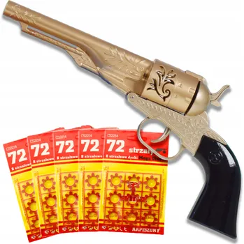 Dětská zbraň PISTOLE S ZÁPALKOU, REVOLVER, REKVIZAČNÍ KOVOVÁ, 5x72 ks, SLEPÉ NÁBOJE DÁREK