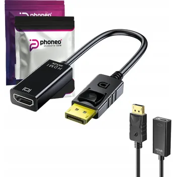 Video kabel KABEL ADAPTÉR Phoneo DisplayPort na HDMI PŘEVODNÍK pro MONITOR 4K DP