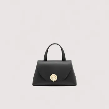 Kabelka COCCINELLE NIKLA SMALL KOŽENÁ KABELKA NOIR/COGNAC SS26