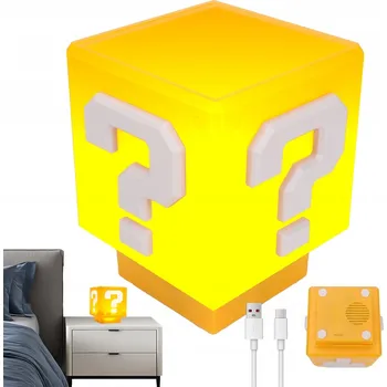 Lampička Noční lampa Super Mario Bros LED s otazníkem, hraje melodii