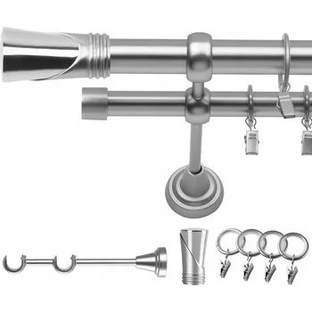 Garnýž GARNÝŽ DVOJITÁ 140 CM 19/19 MM CHROM MATNÝ DUNCAN TICHÉ KROUŽKY SE ŽABKAMI