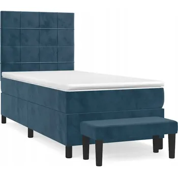 Postel Kontinentální postel s čalouněným sametovým čelem, tmavě modrá, 203 x 80 x 1 cm