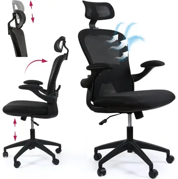 Ergonomická kancelářská židle DH8005H-BK, bederní opěrka, černá