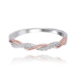 MINET Elegantní Rose gold stříbrný prsten s bílými zirkony vel. 55