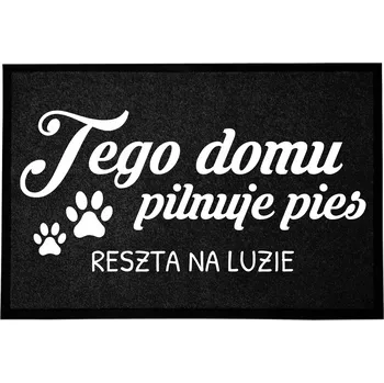 Rohožka VSTUPNÍ ROHOŽKA 40X60 ČERNÁ DO DOMU VTIPNÁ S NÁPISEM TOHOTO DOMU HLÍDÁM