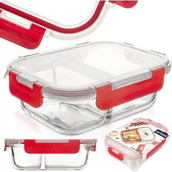 Dóza na potraviny Skleněná dělená dóza na potraviny s těsněním, obědový box 1,3 l