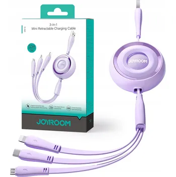 Datový kabel Kabel Joyroom USB - USB typ C / microUSB / Lightning 1 m fialový