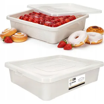 Dóza na potraviny Nádoba na dort s víkem, plastová, uzavíratelná, velká, obdélníková 40x33x10 cm