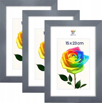 Obraz Sada 3 ks fotorámečků 15 x 23 cm šedých, dřevěných