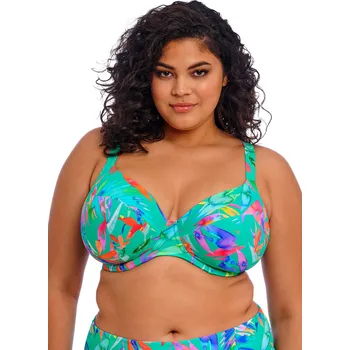 Dámské spodní prádlo 38FF / 85H Elomi Toyama Tides jadeitová podprsenka do plavek s hlubokým výstřihem a měkkými košíčky