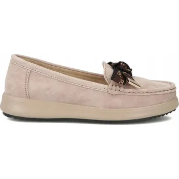 Dámské mokasíny Dámské kožené mokasíny Filippo pohodlné semišové s mašličkou béžové vel. 36