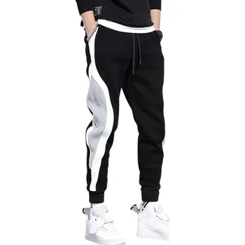 Pánské tepláky jednobarevné s pruhy, s kapsami, na tkaničku, polyester, pohodlný střih pro sport a volný čas černá XXS