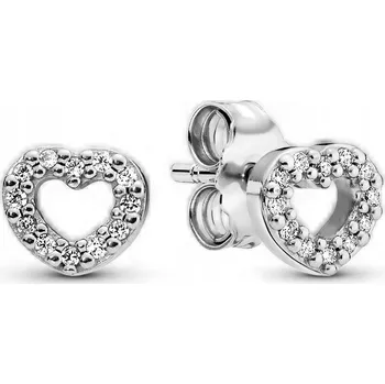 Náušnice Náušnice Pandora stříbrné srdce se zirkony ryzost 925