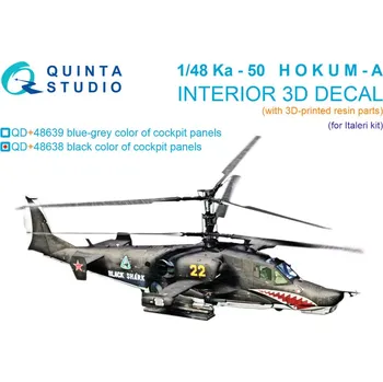 Plastikový model Quinta studio 1/48 Ka-50 (black panels) 3D-Print&col.Int.(ITAL)