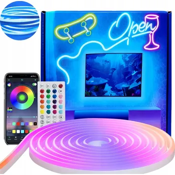 LED páska LED pásek s dálkovým ovládáním RGB, 6m neonová hadice 24V IP65