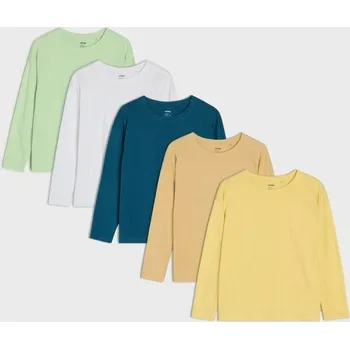 Dětská móda Sinsay - Trička s dlouhým rukávem a volným střihem, 5 pack - bílá - 854HR-00X - 854HR-00X-140