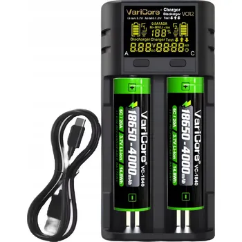 Nabíječka baterií Nabíječka VariCore VCR2 pro AA 21700 26650 + Akumulátor 18650 4000 mAh 2ks