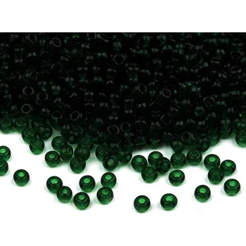 Dětské navlékací korálky Rokajl Preciosa 10/0 - 2,3 mm lesklé, velké, 50290 zelená tm.