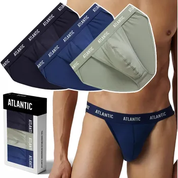 Slipy ATLANTIC 3BMP-1576 Pánské slipy slipy bavlněné SLIPY TANGA 3 PÁRY - XL