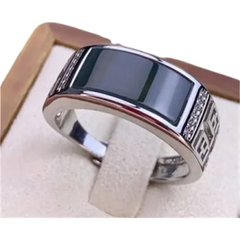 Prsten Pánský onyxový prsten s dračím vzorem Nastavitelná velikost Hypoalergenní materiál