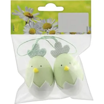 Velikonoční dekorace Velikonoční dekorace závěsná kuřátka ve vajíčku 7 cm 2 ks