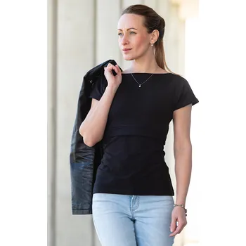 Těhotenská móda Krásná mamka Adaptivní tričko Sofia black Velikost: L