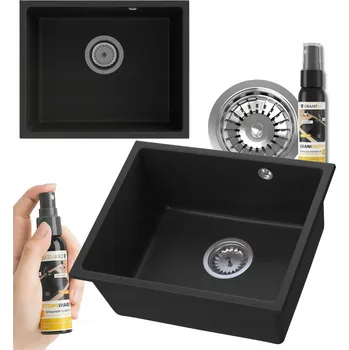 Granitový dřez Jednokomorový dřez Granitan MANADO, granit černá