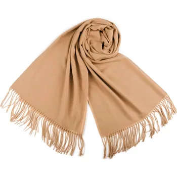Šála Šátek / šála typu pashmina s třásněmi 65x180 cm, střední, 33 béžová velbloudí