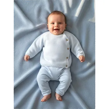 Dámský svetr Sinsay - Bavlněný svetr se zapínáním na knoflíky - modrá - 556AK-05X - 556AK-05X-62