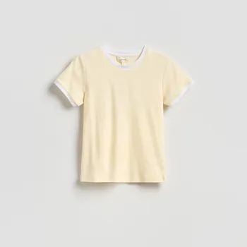 Reserved - Tričko s kontrastním lemováním - světle žlutá - TF230-10X - TF230-10X-XL