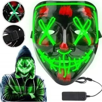 Karnevalová maska LED maska na obličej černá plastová duch Halloween
