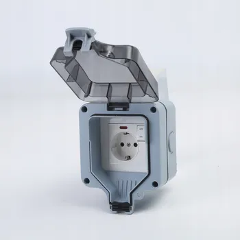 Elektrická zásuvka Podwójne gniazdko zewnętrzne ogrodowe IP66 16A 250V – vodotěsná, nástěnná