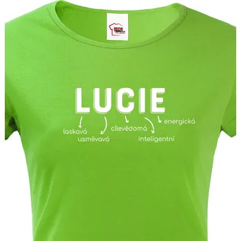 Dámské tričko Dámské tričko k svátku Lucie, Barva Zelená, Velikost XL, Canvas Dámské tričko s krátkým rukávem Bezvatriko.cz 3177