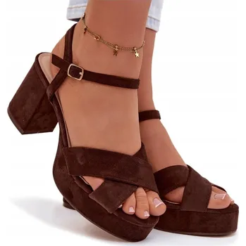 Dámské sandále Butosklep dámské sandály 2838 BROWN podpatek sloupek, velikost velikost 40