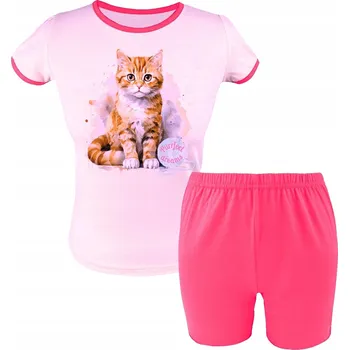 Dívčí pyžamo Dívčí pyžamo s krátkým rukávem, letní, BAVLNA (bavlna), kočka, velikost 104