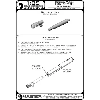 Plastikový model Master 1/35 German 7,5cm Pak 97/38 gun barrel (ITAL/DRAG)