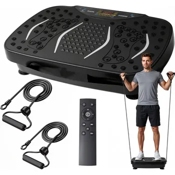 Masážní přístroj BOSTE VIBRAČNÍ PLOŠINA VIBRAČNÍ TRENAŽÉR MASÁŽNÍ PŘÍSTROJ DÁLKOVÉ OVLÁDÁNÍ POPRUHY