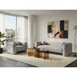 Sedací souprava béžové čalounění 4místná 3místná pohovka křeslo extra polštáře retro glamour art deco styl obývací pokoj Beliani